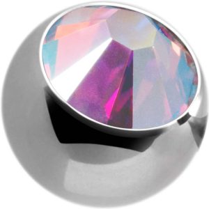 REPUESTOS BOLITA DE TITANIO CON CRISTAL SWAROVSKI DE 3.0MM DE DIÁMETRO PARA PIERCINGS DE 1.2MM DE GROSOR.