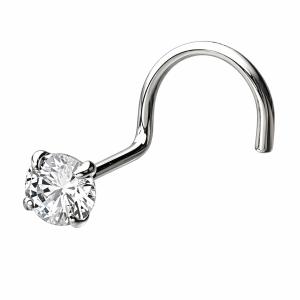 Nostril de oro blanco de 14kilates y circón engarzado de 1.5mm