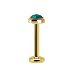 Labret titanio dorado con oro 18k diseño opalo 4mm para helix piercing elegante chile