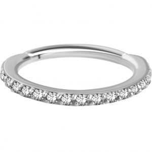 Argolla clicker oro blanco 18K con 17 circones premium 1.2x8mm
