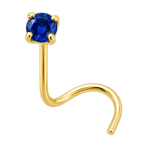 nostril oro 14k zafiro azul 2mm piercing nariz piedra natural chile