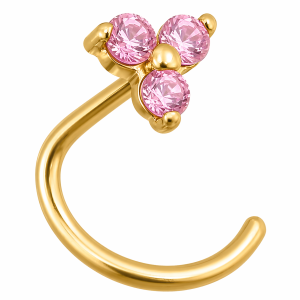 nostril oro 18k trinity safiros rosados 3.5mm piercing lujo chile