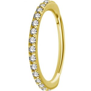 Argolla nariz oro amarillo 18K con 18 circones premium clicker 8mm