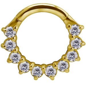 Argolla septum oro 18K con 10 circones premium clicker 7mm