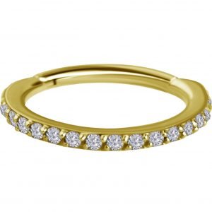 Argolla clicker de oro 18K con 17 diamantes 1.2x7mm para piercing
