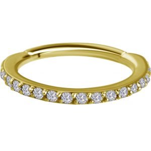 Argolla clicker de oro 18K con 17 diamantes 1.2x7mm para piercing