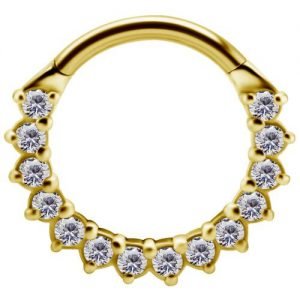 “Piercing septum de oro 18K con 12 circones premium clicker 10mm”