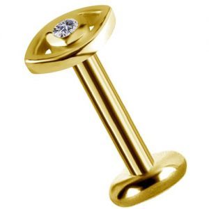Labret titanio dorado con oro 18k diseño eye con circon para helix piercing elegante chile