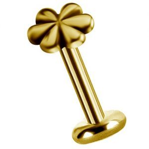 Labret titanio dorado con oro 18k diseño flor para helix piercing elegante chile