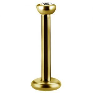 Labret titanio dorado con oro 18k y circón 2mm para helix piercing elegante chile