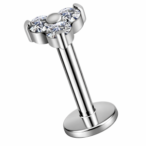Labret titanio con oro blanco 18k diseño trinity con circones 3mm para helix piercing elegante chile