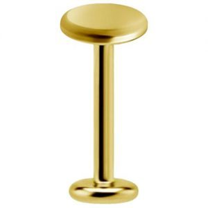 Labret titanio dorado con oro 18k diseño disco 4mm para helix piercing elegante chile