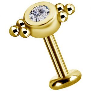 Labret titanio dorado con oro 18k disco con microbolitas y circon 2.7mm para helix piercing elegante chile