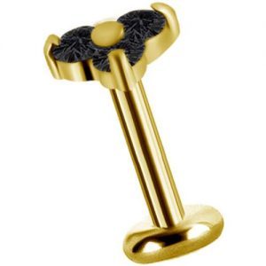 Labret titanio dorado con oro 18k diseño trinity con circones premium para helix piercing elegante chile