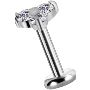 Labret titanio con oro blanco 18k diseño trinity con circones 4mm para helix piercing elegante chile