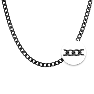 Cadena de acero quirúrgico negro diseño "diamond cut" de 4.0mm y 60 cm de largo.