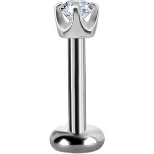 Labret de titanio con oro blanco 18k y diamante 2mm para helix piercing elegante chile