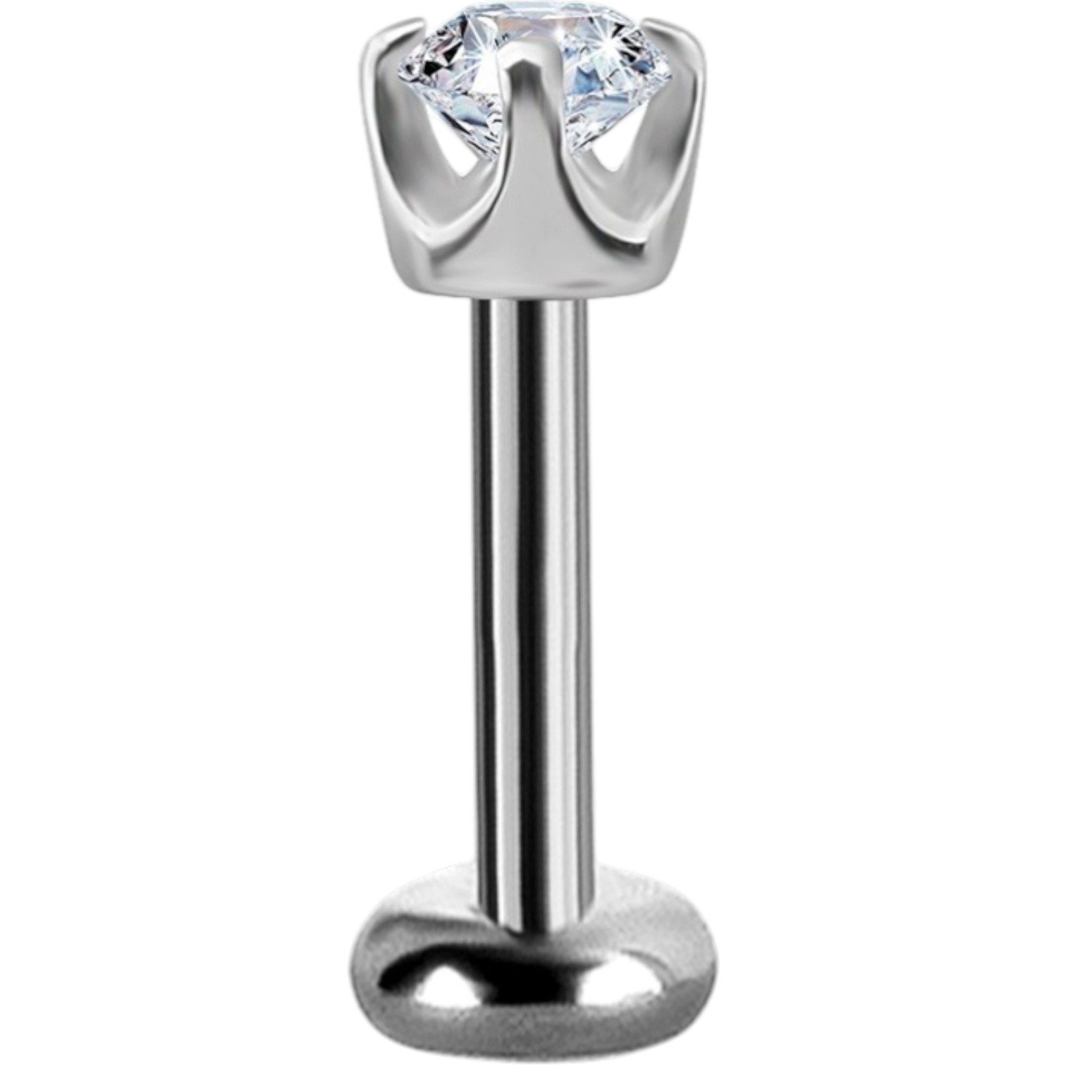 LABRET / HELIX DE TITANIO CON TOP DE ORO BLANCO DE 18 KILATES Y DIAMANTE DE 2.5MM -1.2MM