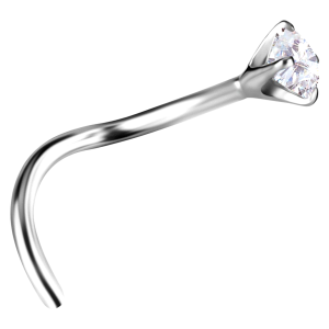 Aro piercing platino para nariz con diamante